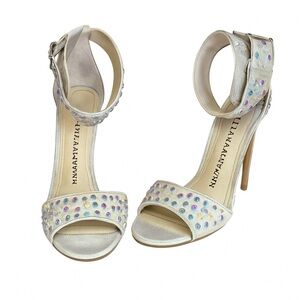 Chinese Laundry Silver Rhinestone Stiletto Heels – Size 6M, Ankle Strap